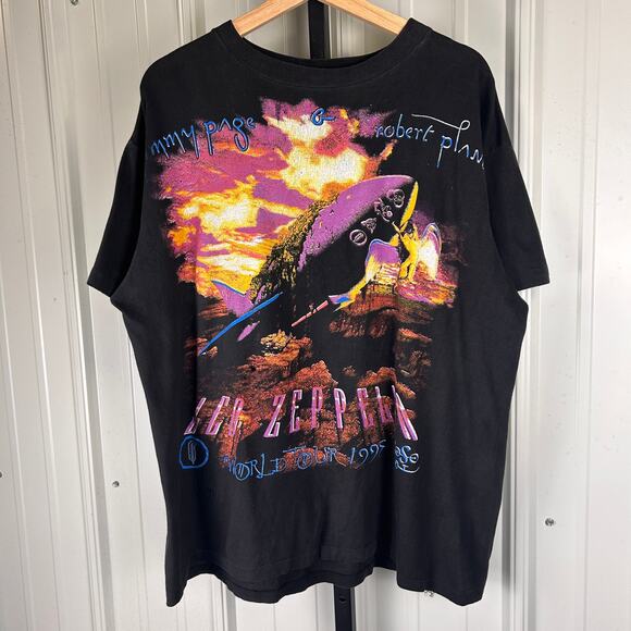 Led Zeppelin Vintage Zoso 1995 World Tour Robert Plant Blimp Repaired XL Tee - Picture 1 of 8